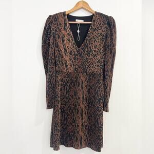 Wayf Riverside Animal Print Long Sleeve Dress XS